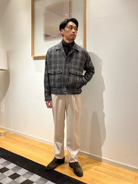 Matsuoka / 170cmさんの「TOMORROWLAND｜ウールブークレチェック ラグランスリーブブルゾン DI PRAY 」を使ったコーディネート
