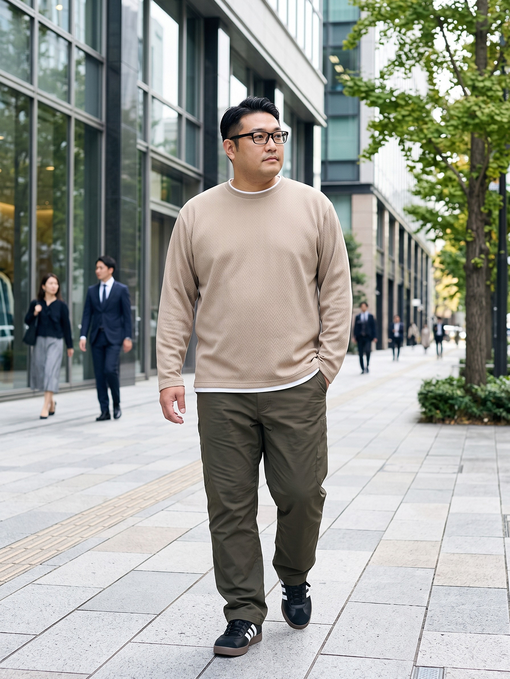 Tシャツ 長袖 メンズ 大きいサイズ ジャガード クルーネック フェイク