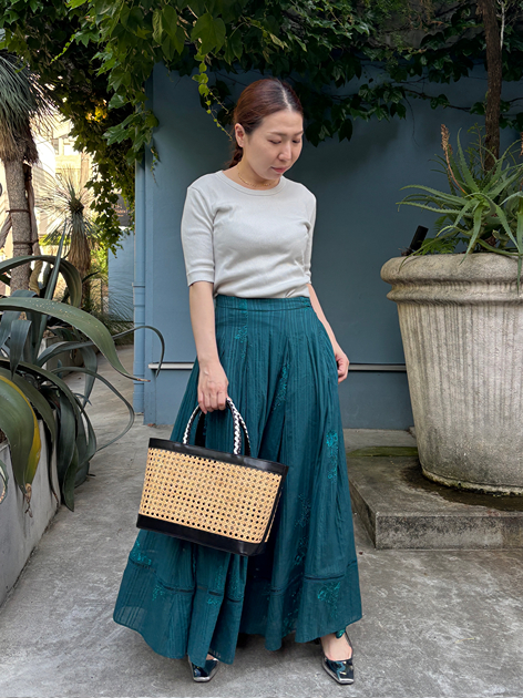 Cotton Dobby Ivy Flower Embroidery Skirt | Pasand by ne Quittez