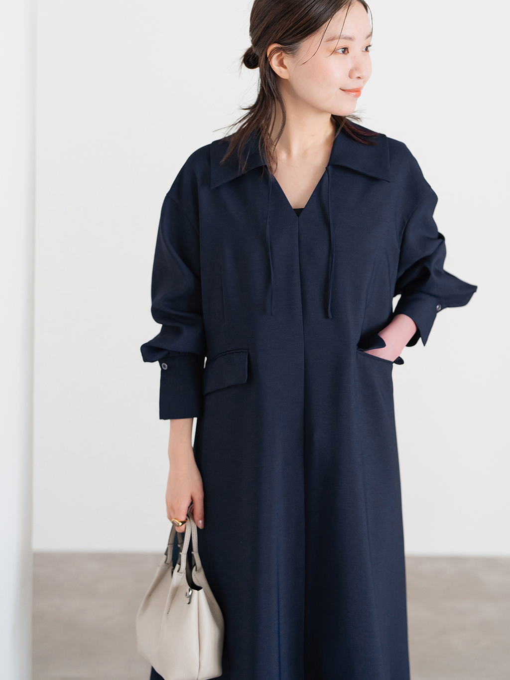 ＆NAVY スキッパーフレアワンピースのコーディネートスナップ（みー 