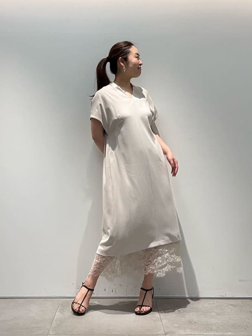 ADORE アドーア 総レース ギャザーボリューム袖ワンピース アドーア 