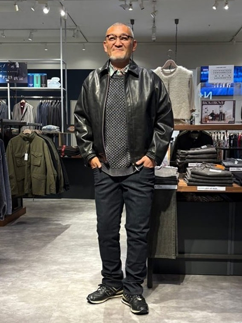 EDWIN DENIM GALAXY イーアスつくばのKENJIさんのEDWINのインディゴライク クルーネックニットを使ったコーディネート
