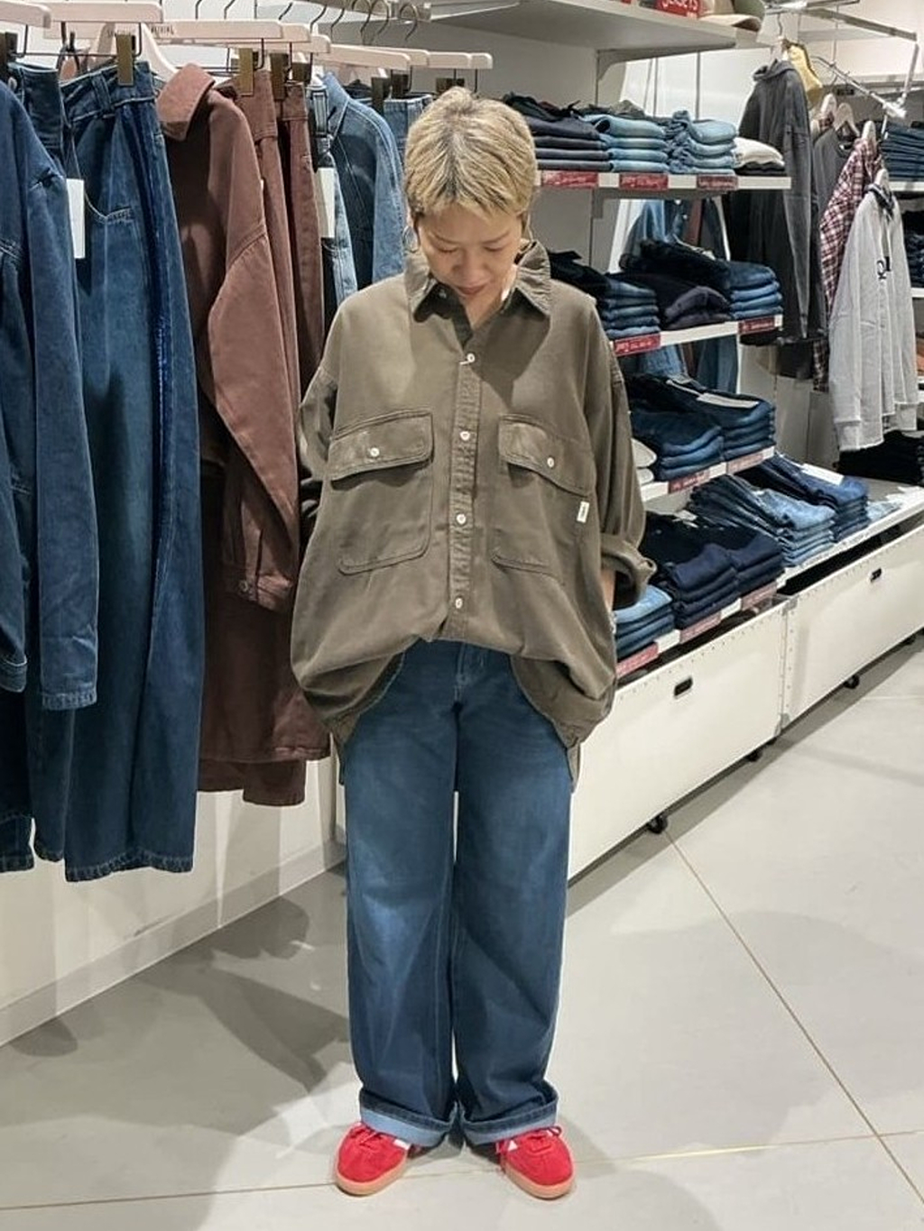 東急吉祥寺のJUNEさんのEDWINのEDWIN LADIES NEW COMFORT ライトオンス ビッグフィット デニムシャツジャケットを使ったコーディネート