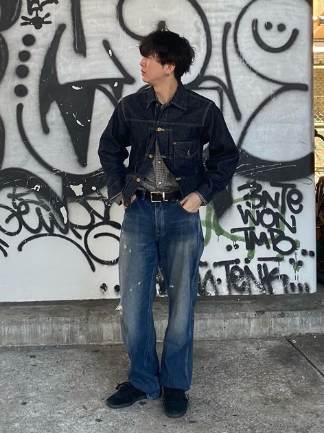 南堀江店のシンゴさんのLeeの【試着対象】【101 101周年記念特別モデル】ANNIVERSARY 101 ICONIC COWBOY PANTS セットアップ可を使ったコーディネート