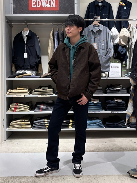 EDWIN DENIM GALAXY 流山おおたかの森S.CのKotaroさんのEDWINの【試着対象】コーデュロイブルゾンを使ったコーディネート