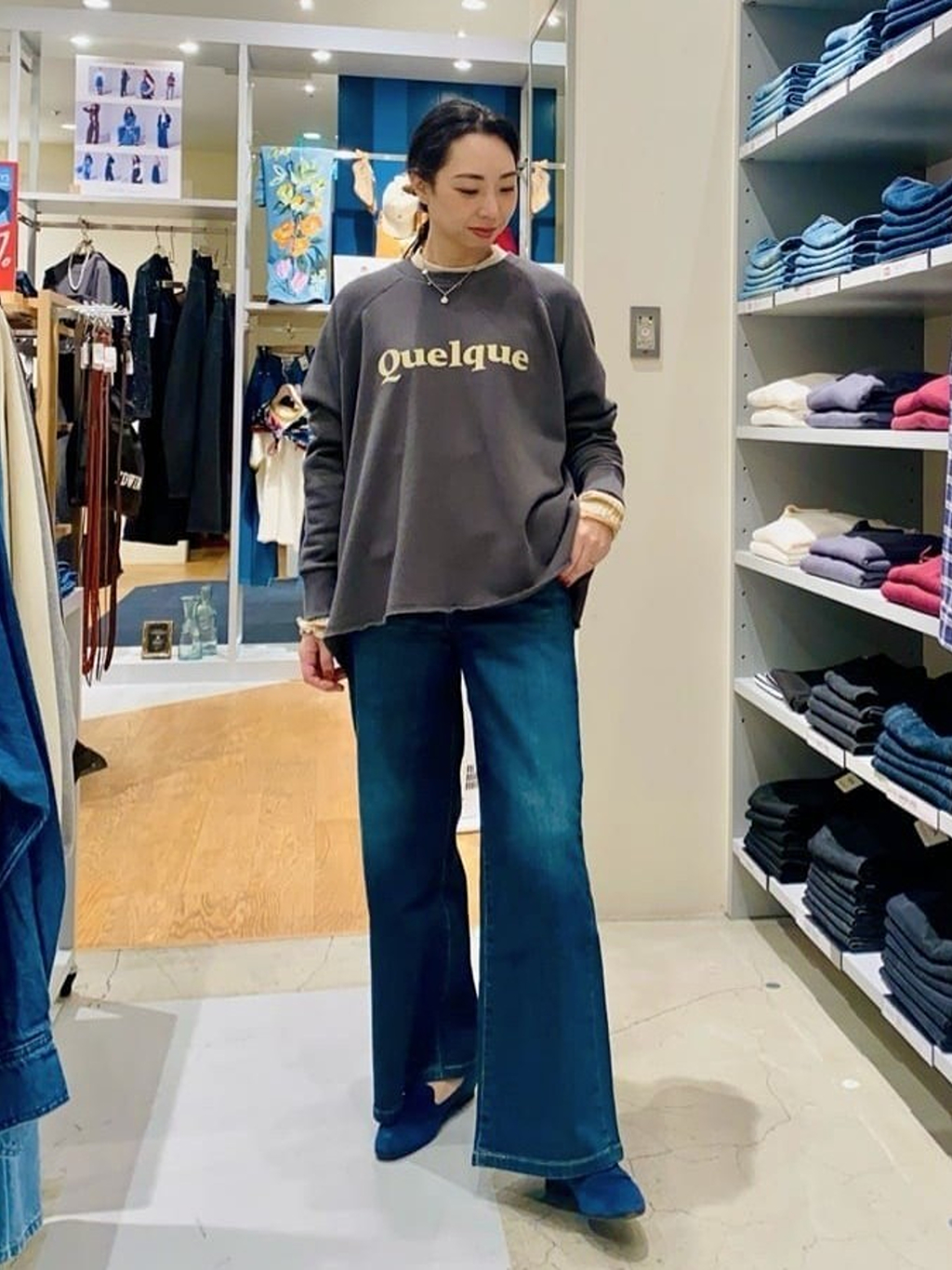 EDWIN DENIM GALAXY 流山おおたかの森S.CのryokoさんのSOMETHINGの【試着対象】SOMETHING LISA ワイドデニムパンツを使ったコーディネート