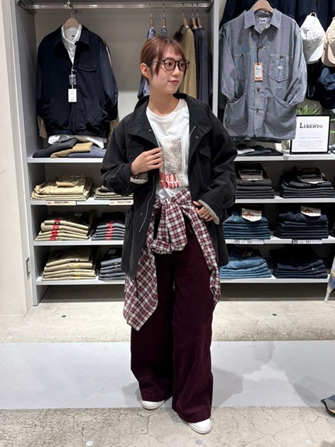 EDWIN DENIM GALAXY 流山おおたかの森S.CのAmiさんのEDWINの【試着対象】EDWIN LADIES ノンストレッチ コーデュロイ イージーワイドパンツを使ったコーディネート