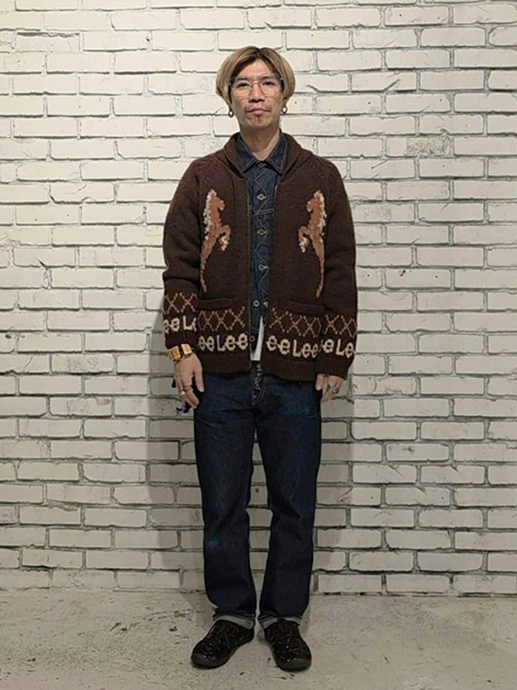 南堀江店のナガタエーイチさんのLeeの【LOOKBOOK掲載】COWCHINE SWEATER /カウチンセーターを使ったコーディネート