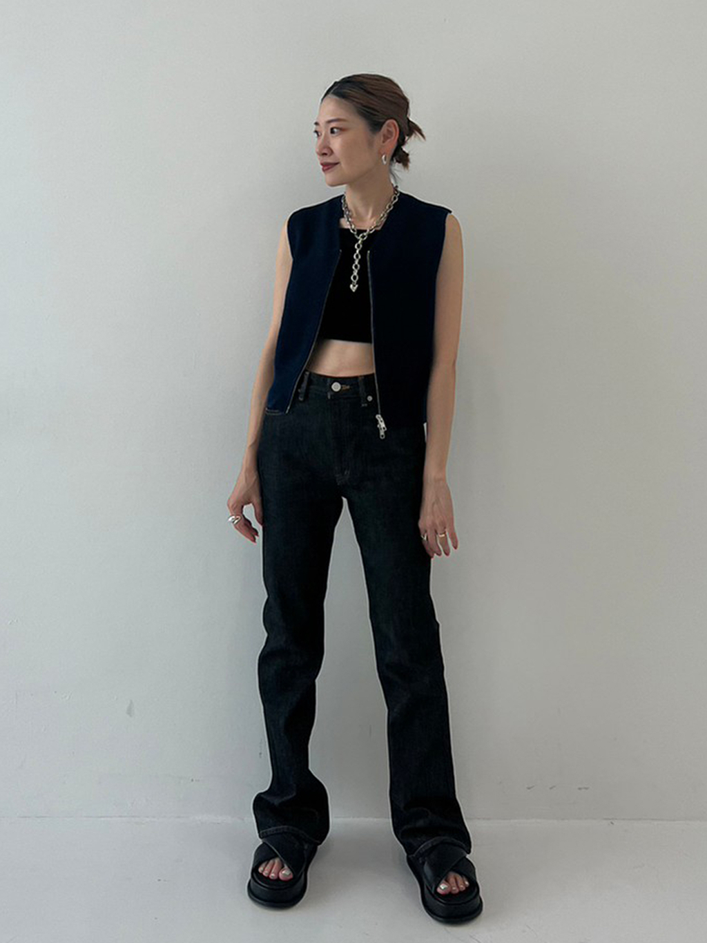 ZIP COMPACT KNIT VEST(1 IVORY): CLANE: WOMENS｜ STUDIOUS ONLINE 
