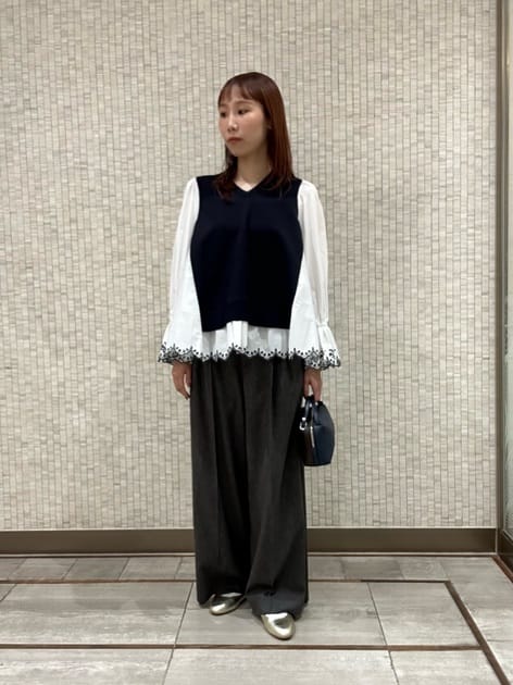 KANAZAWAさんの「UNITED ARROWS｜スカラップ コンビ ブラウス ニット」を使ったコーディネート