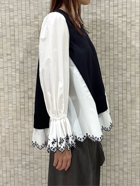 KANAZAWAさんの「UNITED ARROWS｜スカラップ コンビ ブラウス ニット」を使ったコーディネート